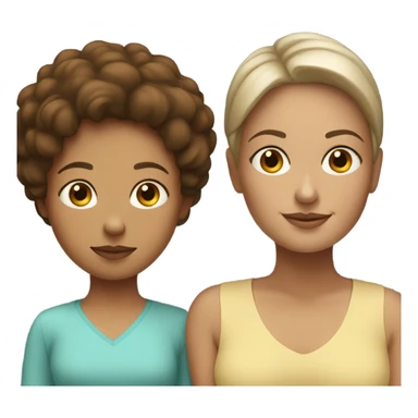 White mom with brown daughter relaxing  sticker