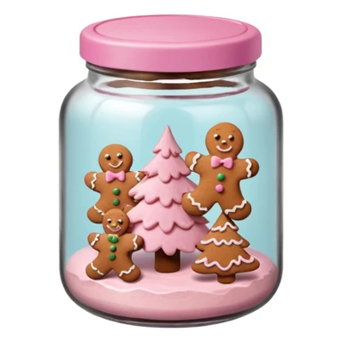 christmas gingerbreads pastel pink in jar with pink lid sticker