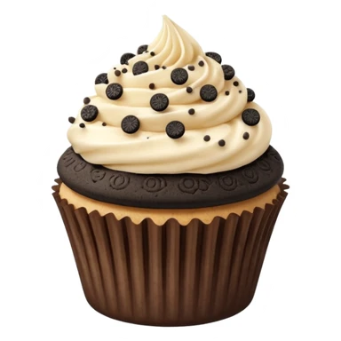 Tan frosted cupcake with Oreo pieces sprinkled on top sticker