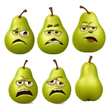 old grumpy pear, fruit with funny ugly face with wrinkles and big belly sticker