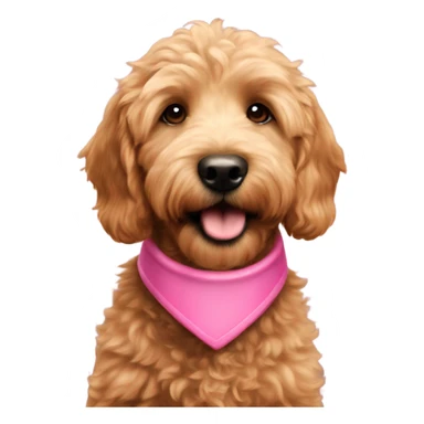 Mini brown female golden doodle with pink collar giving kiss sticker