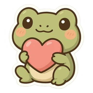 Cute frog holding a heart, Q version sticker style sticker