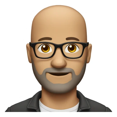 45 year old bald man with glasses and shaved beard sticker