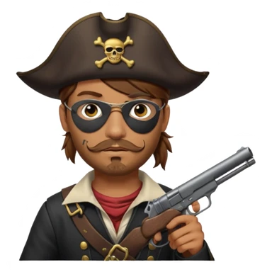 Pirates patch on left eye hoarding a gun sticker