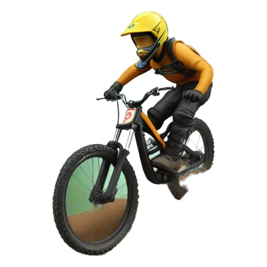 Dirt jump biker der über einen Sprung springt im Wald sticker
