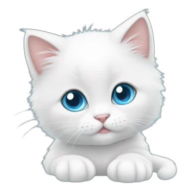 Baby cute white puffy cat with sky blue eyes sticker