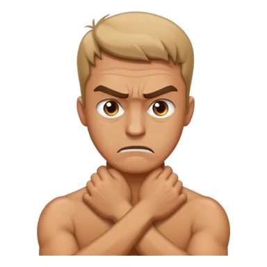 angry guy crossing his hands around his neck sticker