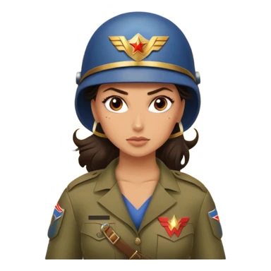 Female full confidence battle ready soldier heroically saving lives accompanied by Wonder Woman , with shelling happening all around sticker
