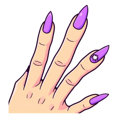 lilac pastel manicure with glitter effects sticker