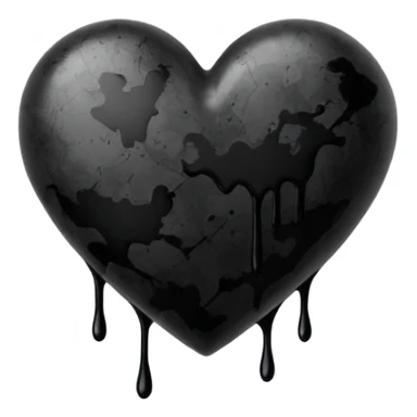 black ink heart emoji with ink streaks, isolated on white background, grung sticker