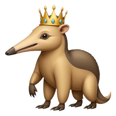 Anteater walking around and wearing a crown sticker