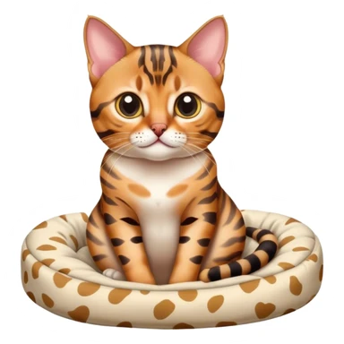 cute babe bengal cat sitting on a cat bed sticker
