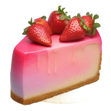 Pink ombre glaze cheesecake with glitter and strawberries  sticker