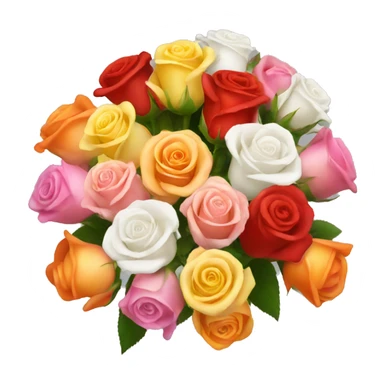 Red, orange, yellow, pink and white roses bouquet  sticker