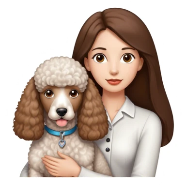 Long straight brown hair brown eyes beautiful women and white standard poodle you're holding sticker