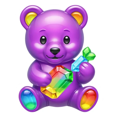 Rainbow Gummybear holding a purple rupee sticker