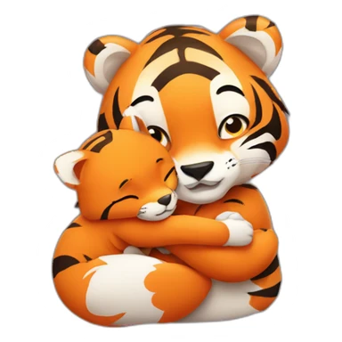 Tiger hugs small fox tightly sticker