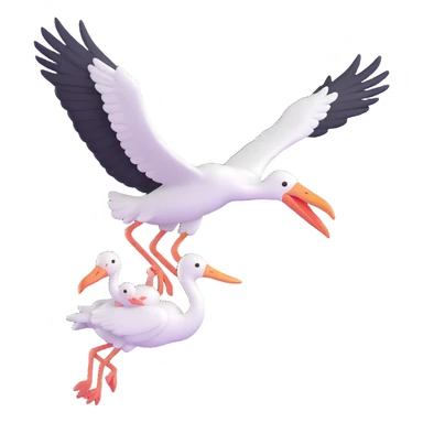 stork flying with a human baby in a bundle sticker