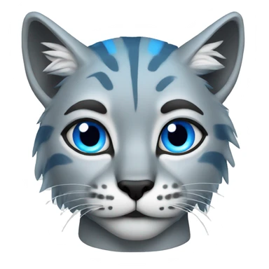 A blue lynx with a laptop sticker