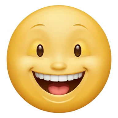 Emoji, yellow round laughing face, wide smile sticker
