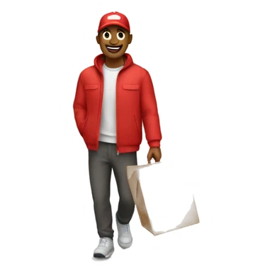 food delivery guy in red clothes  sticker