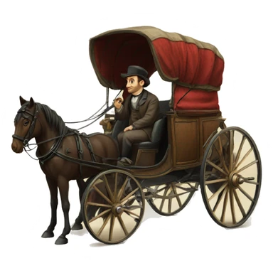 a man sits in a horse-drawn carriage from Russia in the 19th century sticker