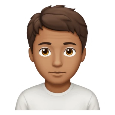 Homme brun cheveux court ondulé. Métisse. Yeux marrons très foncé. Avec t-shirt blanc sticker