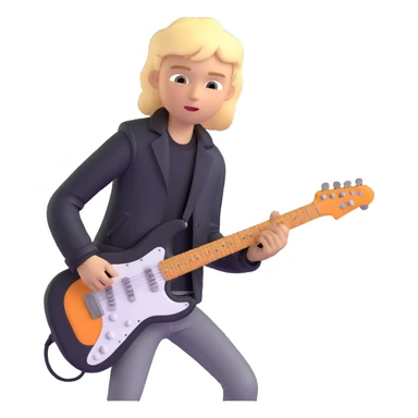 young blonde boy in a black jacket playing an electric guitar sticker