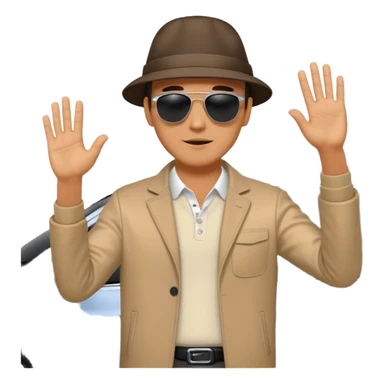 Hyundai ionic is driving. Man waving behind to get attention sticker