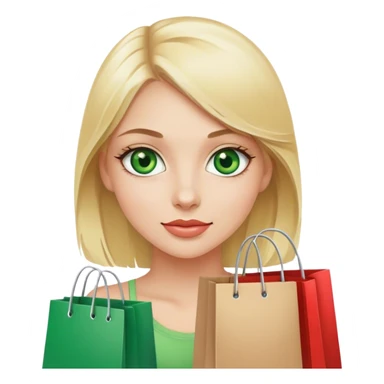 Blonde girl with green eyes and shopping bags sticker