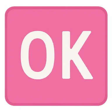 pink square with text 'OK' sticker