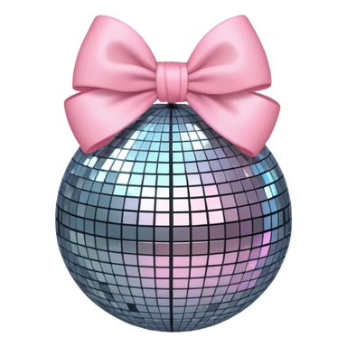 Disco ball with baby pink bow sticker