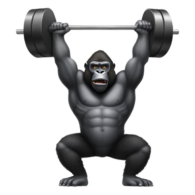 Gorilla doing an overhead squat with a lot of weight on the barbell sticker
