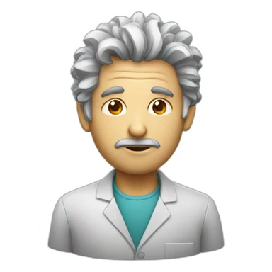 a scientist with disheveled hair sticker