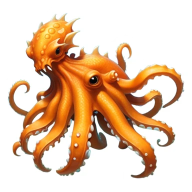 Create a hybrid creature with the agile tentacles and dragon-like features of the orange Dracquid, but with rocky, crystalline growths forming armored segments along its body and a powerful stone jaw like Boulderbite, resulting in a territorial sea guardian that ambushes prey by disguising itself as a coral reef formation before striking with surprising speed. full body, only the creature sticker