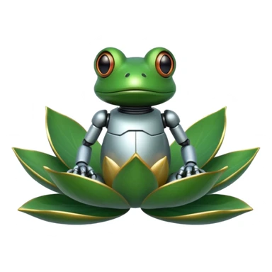 robot frog on lotus sticker