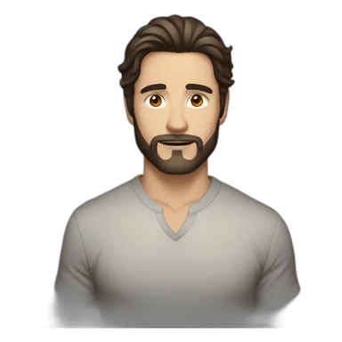 dark brown mid long hair beautiful white man without a beard sticker