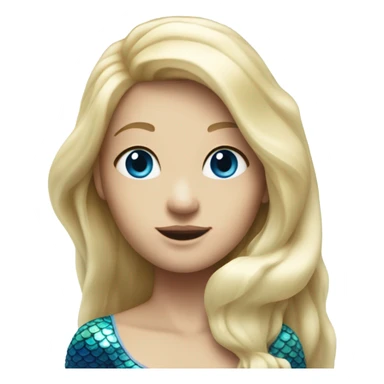 White skin blonde mermaid blue tail sticker