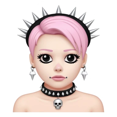 Thick black beaded choker with skull, light pink and silver spikes  sticker