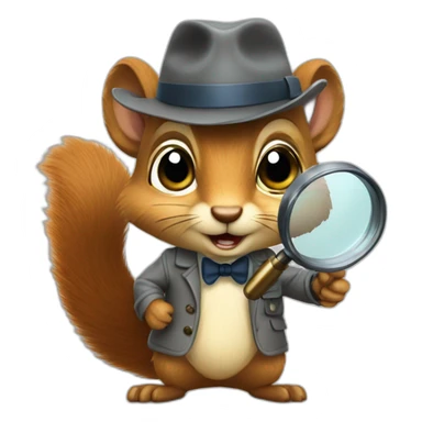 realistic detective squirrel holding a magnifying glass sticker