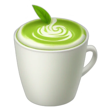 Green Matcha latte in a white cup sticker