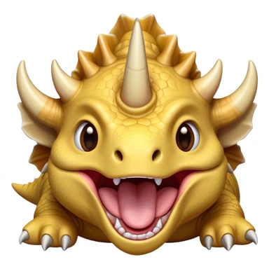 Cinematic Cute Yawning Triceratops Portrait Emoji, Head tilted slightly with a dramatic, wide-open yawn, showcasing a robust, horned body with a frilled head and sleepy, half-closed eyes, Simplified yet irresistibly cute features, highly detailed, glowing with a soft, cozy prehistoric glow, high shine, relaxed yet expressive, stylized with a dash of whimsical ancient charm, soft glowing outline, capturing the essence of a drowsy yet affectionate Triceratops that appears ready to stretch and yawn its way out of the screen! sticker