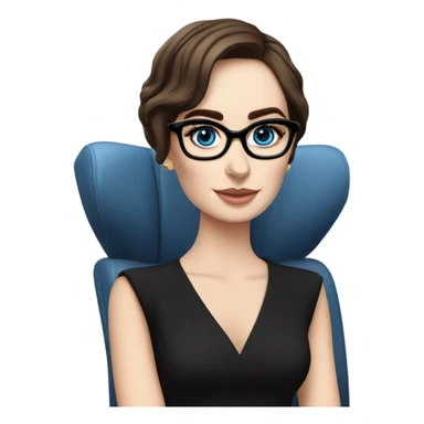 Hyper Realistic photo Lily collins blue eyes wearing glasses in a business meeting black dress sticker