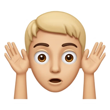 user icon emoji with surprised or awkward expression, hands raised near face, mouth in a squiggly line, eyebrows raised, conveying 'Yikes' sticker