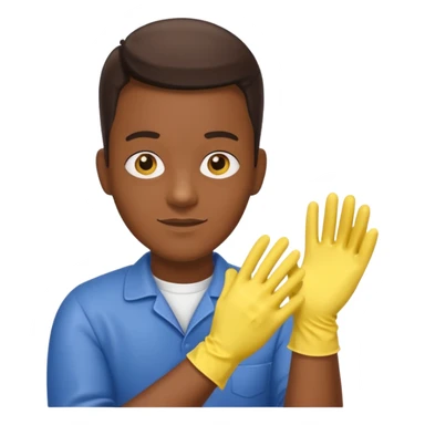 Custodian with yellow rubber gloves sticker