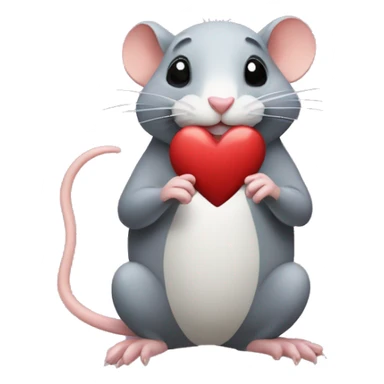 thankful rat with a heart in it's hand sticker