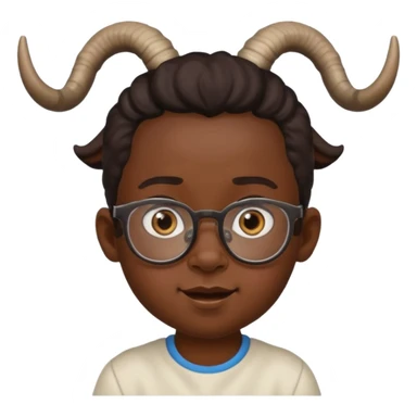 black child with goat horn and eyeglasses sticker