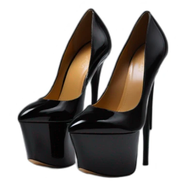 One view back Black Patent Leather Daffodile Platform Heels sticker
