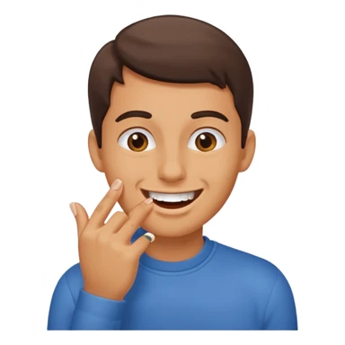 Biting fingernail and smiling sticker