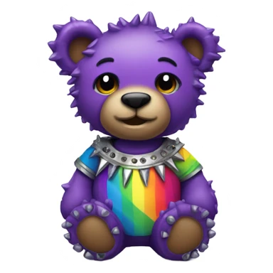 Purple metal teddy bear wearing spikes and rainbow shirt sticker